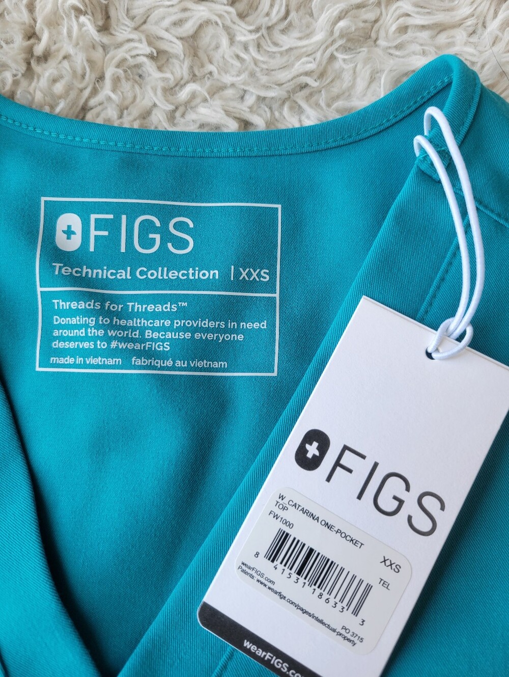 Figs Teal Catarina One Pocket Scrub Top Size XXS Womens NWT New - Picture 5 of 6